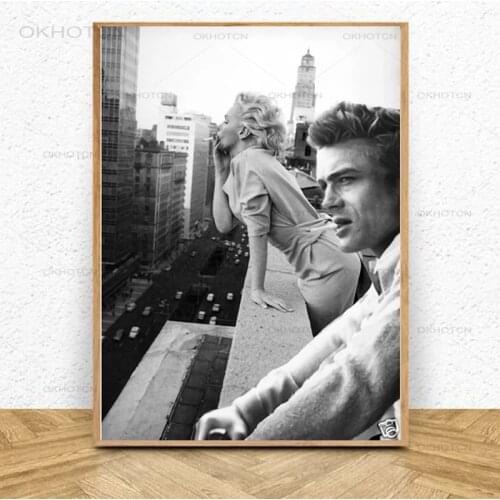 Canvas Print Posters James Dean Marilyn Monroe Movie Star Vintage Painting Black and White Wall Art Pictures for Living Room