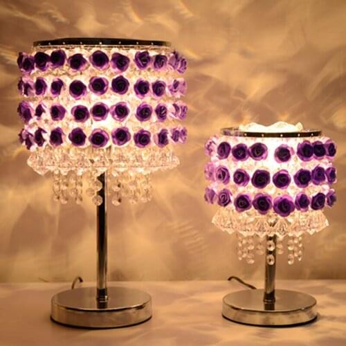 Personalized creative wedding gift table lamp simulation Rose crystal table lamp living room bedroom lamp Table Lamps ZA SJ58