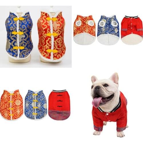 Spring Festival Dog Clothing New Year Dog Clothes Coat Jacket Outfit Pet Tang Suit Pug French Bulldog Costume Apparel Dropship