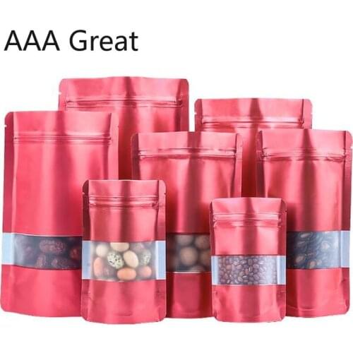 100Pcs/Lot Aluminum Foil Self-Sealing Bag Red Aluminum-Plated Bag Stand Up Candy Chocolate Food Storage Packaging Pouches Bags