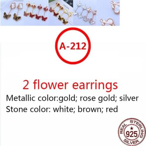 A212 S925 sterling silver earrings simple personality fashion style hypoallergenic four-leaf clover butterfly shape to give gift