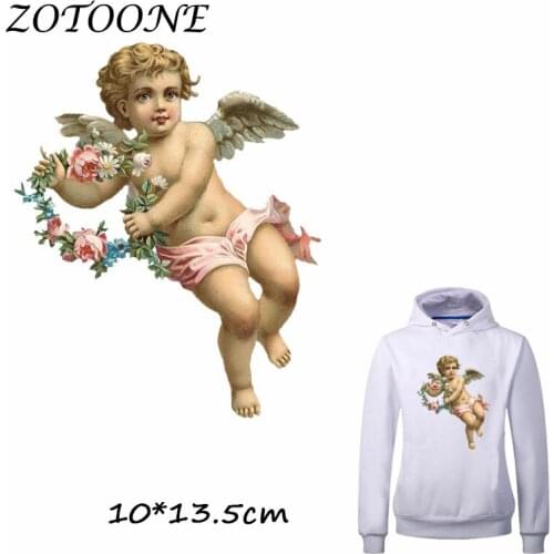ZOTOONE Cute Angel Flower Patch Iron on Transfer Patches for Clothing Beaded Applique Baby Clothes DIY Accessory Decoration C