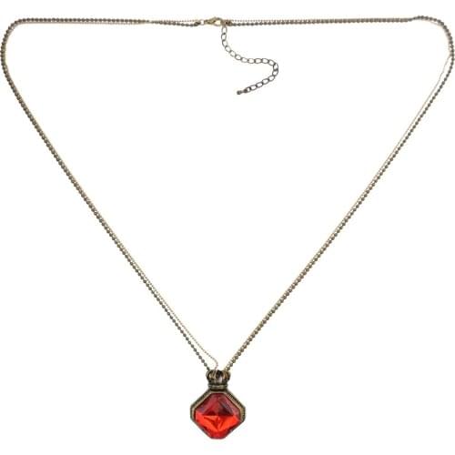 Vintage Gold Metal Black Red Crystal Pendant Geometric Necklaces for Women Bohemian Gold Metal Necklace Party Jewelry Gift