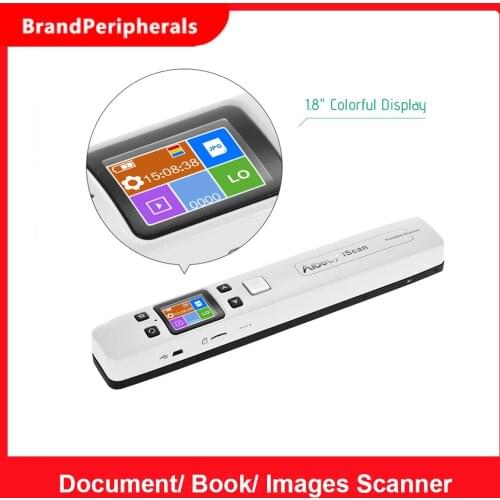 IScan WIFI A4 Scanner Portable Handheld Wand Document/ Book/ Images Scanner 1050DPI Scanning JPEG/ PDF Colorful LCD Display