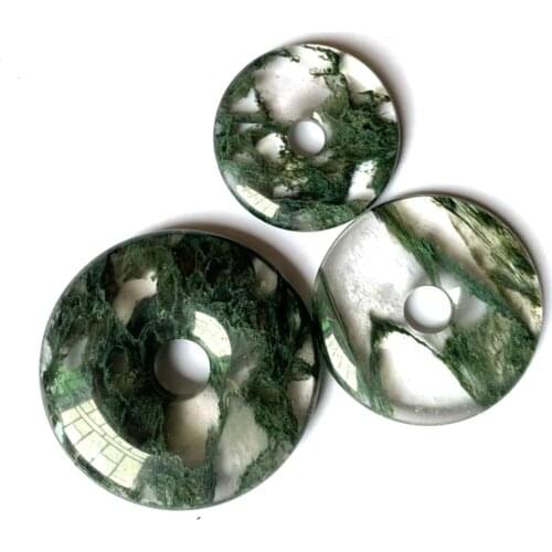 Donut shape green crystal / quartz stone beads natural gemstone beads DIY loose beads for jewelry making 1 piece wholesale