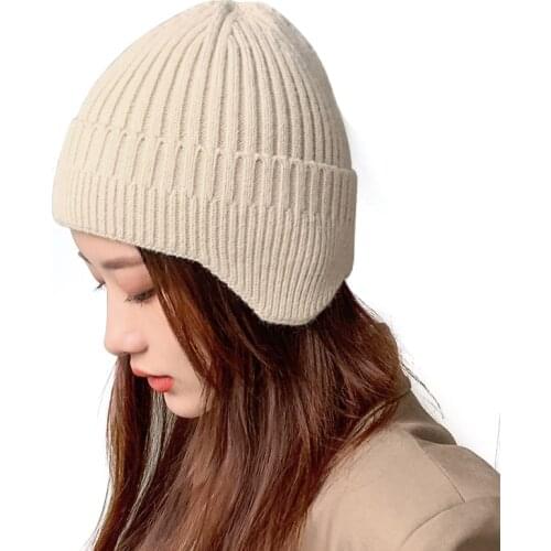 Winter Earflaps Knitted Hat Women Men New 2021 Warm Solid Winter Beanie Skullies Beanies Hip Hop Warm Autumn Cap