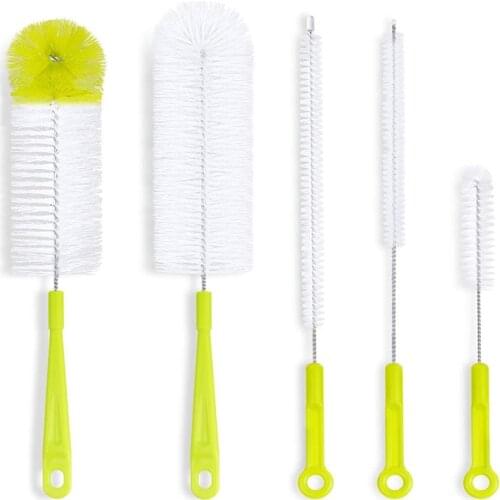 5pcs Bottle Brush Long Handle Cleaning Brush Sets For Baby Bottle Pipe Bong Washing Sports Water Bottle Glass Tube Cleaner