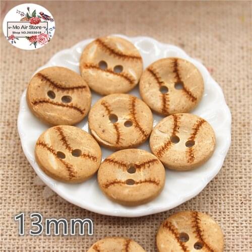 50pcs Coconut round buttons natural wooden buttons crafts and scrapbooking sewing accessories botone 13mm
