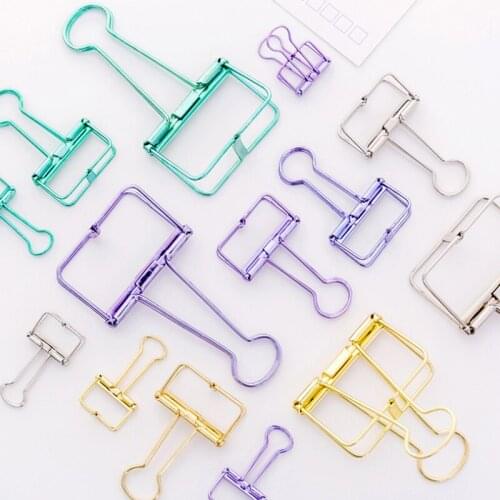 50pcs Metal Elliot folder Binder clip Hollow-carved Design Elliot folder Power clip Student Office Supplies 3 size
