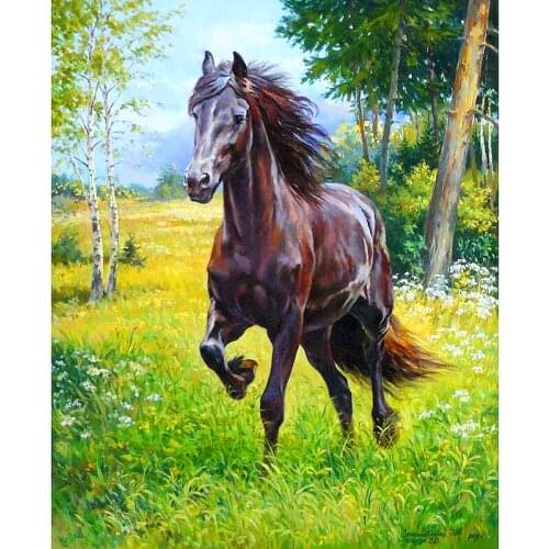 5d diy diamond painting cross stitch landscape Resin Diamond Embroidery diamond moasic Needlework Horse