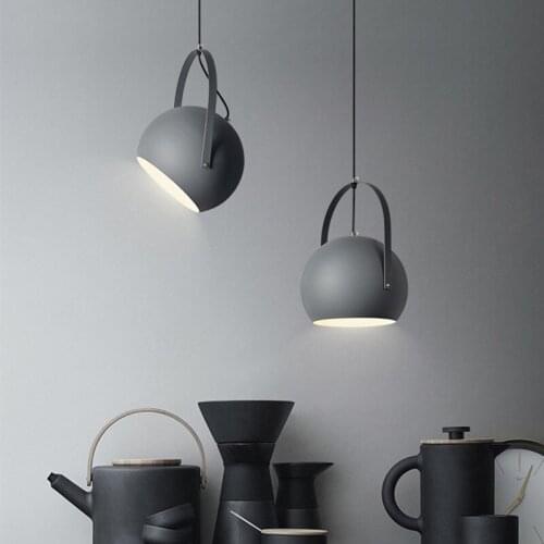 Bar Modern Pendant Light Hotel Gray Lights Kitchen Island Lamp Bedroom Pendant Lighting Study Office Ceiling Lamp Bulb Include