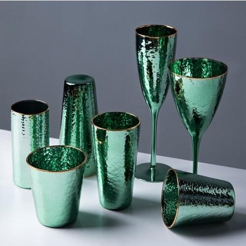 Glass wine cup Hammer Pattern red wine glass cup Goblet Lead-Free Glass Banquet champagne Whisky cup milk juice Glasses