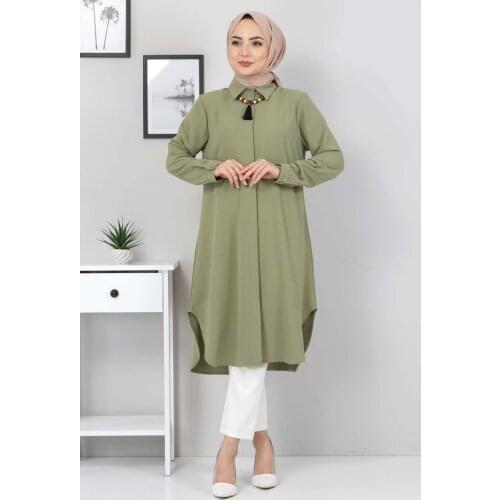Büyük Beden Kolyeli Tunik TSD1844 Haki