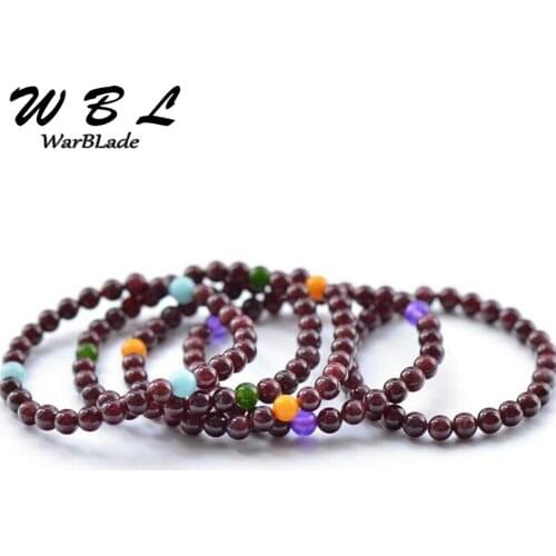 Natural Stone Garnet Bracelets Gems Stones Garnet Beads Beaded Bracelets Bangles 6MM For Women Men Jewelry pulseras hombre
