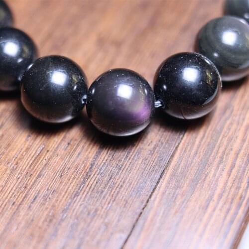 Natural rainbow obsidian shiny stone beads smooth round needlework bundle Bead For Jewelry Making DIY women Bracelet Necklace