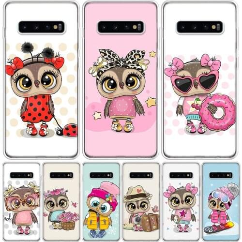 Cute Owl Hearts Lover Phone Case For Samsung Galaxy S10 S21 S20 FE Ultra Note 10 9 8 S9 S8 S7 Plus Lite Pro + J4 J6 Coque Capa