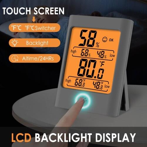 Digital Hygrometer Indoor Thermometer Temperature Humidity Meter Mini Weather Station Room Thermometer With Touch Back Light