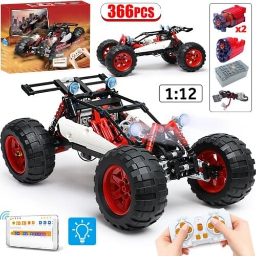 City Remote Control APP Technical RC Car LED Building Blocks Programming Off-road Racing Vehicle MOC Brick Toys For Children