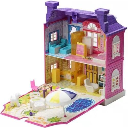 ABS plastic diy Simulation furniture Pretend Play toys For Child Baby House Luxury villas Doll House Girl Toys music lighting