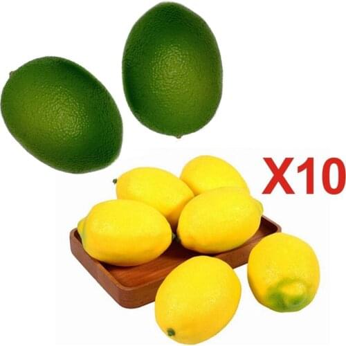 10pcs Artificial Fruits Plastic Simulation Fake Yellow Green Lemon For Wedding Home Garden Kitchen Decoration Festive Party
