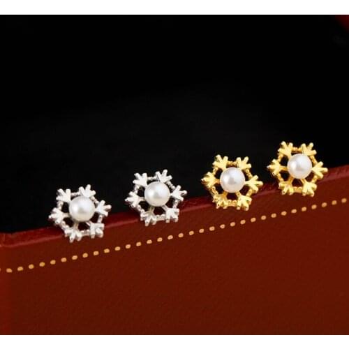 Delicate Jewelry Fashion Statement Snow Earrings 2021 New Design Simulated Pearl Stud Earrings For Girl Fine Accessories