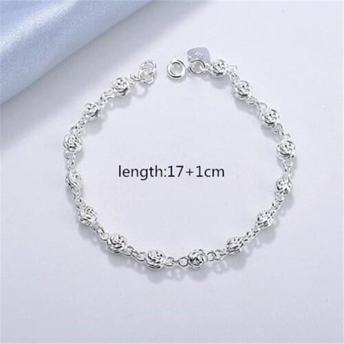 Exquisite Craved Rose Bracelets For Girls Jewelry Fashion Lady Silver 925 Bracelet Accessories Female Valentines Day Gift