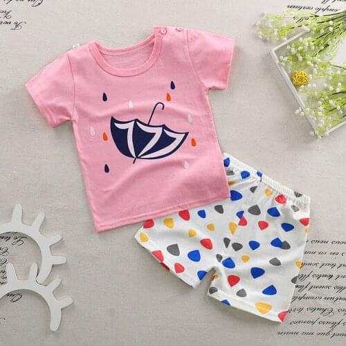 Girls Summer T-shirt Shorts Set Girl fashion sweat-absorbent breathable vest suit Girl cotton short-sleeved T-shirt two-piece