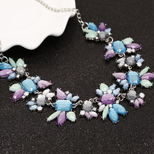 New Fresh Wild Diomedes Chunky Choker Necklace Collier Collares Delicate Flowers Chain Colorful Crystal Necklace Jewelry Gift