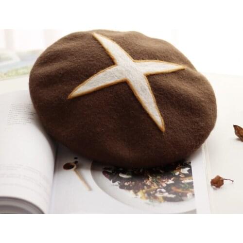 Creative cute handmade wool felt mushroom painters hat childrens beret autumn and winter woolen mushroom hat