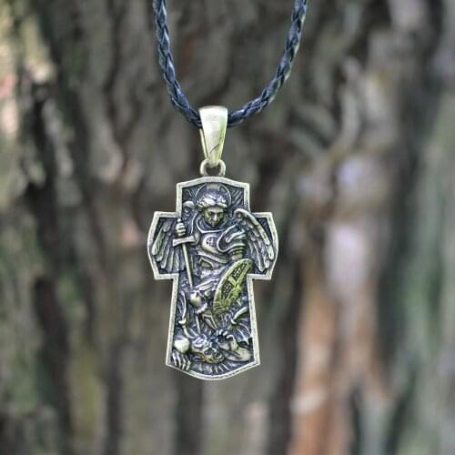 Langhong 1pcs Saint Michael Archangel Protect Me Saint Prayer Necklace Religious Necklace Talisman Jewelry