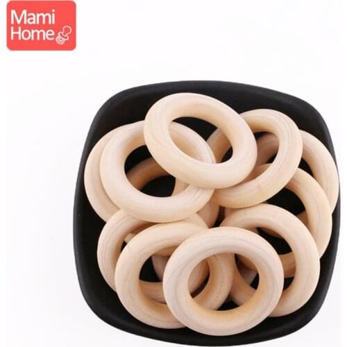 Mamihome 100pcs 25mm-70mm Wood Teething Wooden Ring DIY Necklace Rattles wooden blank teether Nurse Gifts ChildrenS Goods toys