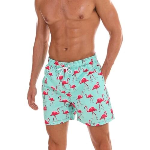Flamingo Print Mens Swimsuits Summer Men Board Swimming Trunk Short Boxer Briefs Men Beach Shorts Swimwear Sungas Bathing Suits