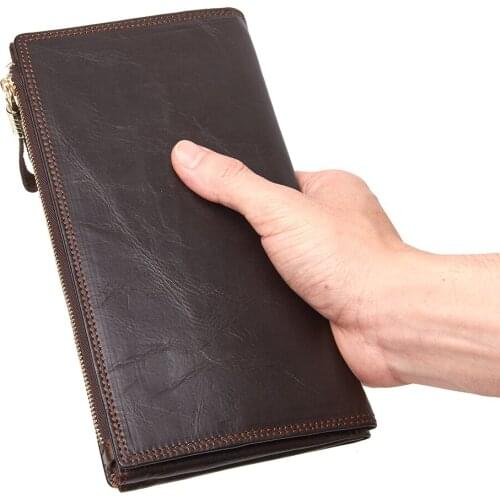Mens Wallet Leather Genuine Long Wallet Vintage Wallet Male Clutch Purse Coin Purses Big Capacity Wallet ID Credit Card Holder