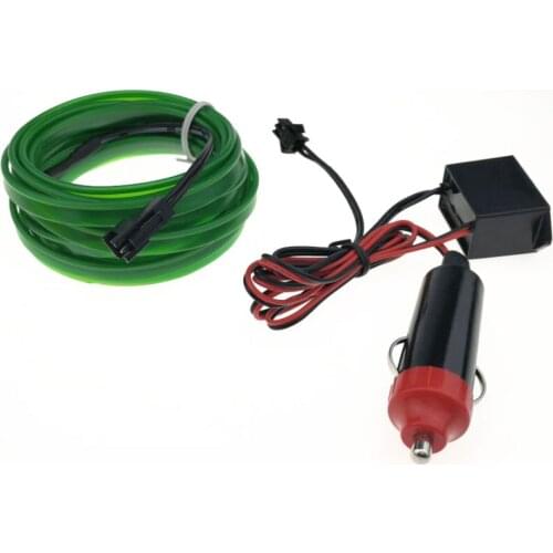 5M 15FT 8mm Sewing Edge Neon Light Car Decor Lighting Flexible EL Wire Rope Tube LED Strip Car 12V Cigarette Lighter Socket Plug