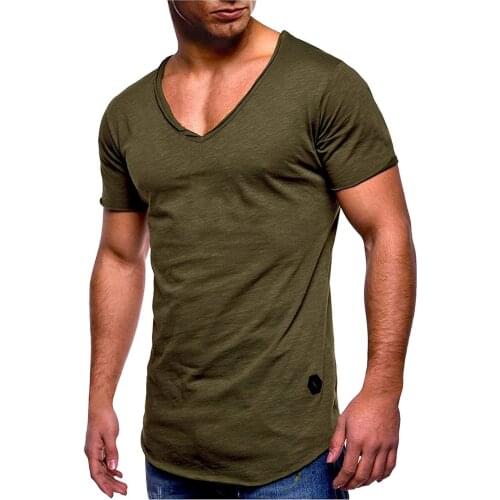 New Arrival Deep V Neck Short Sleeve Men T Shirt Slim Fit T-shirt Men Thin Top Tee Casual Summer Tshirt Camisetas Hombre