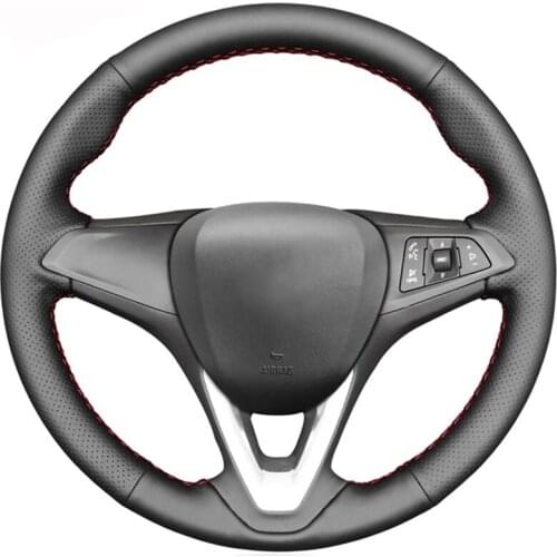 Black Faux Leather Steering Wheel Cover for Opel Astra (K) Corsa (E) Karl 2014-2020 Crossland X Grandland X Insignia B 2017-2020