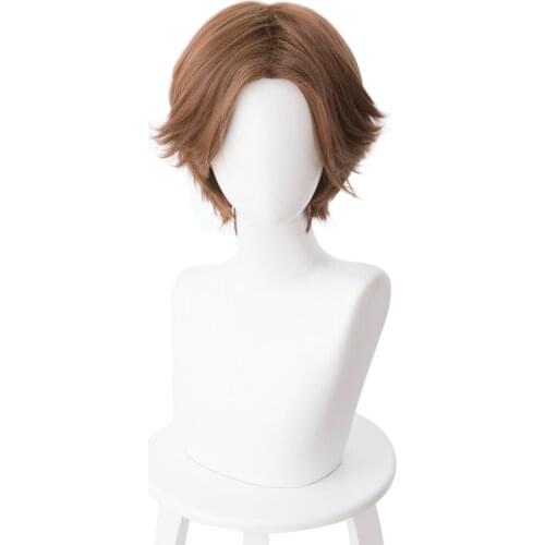 OW Jesse Mccree Cosplay Wig Brown Short 30cm Chemical Fiber Wig+wig cap Halloween Cosplay Prop