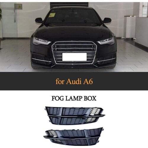 Fog Lamp Mesh grill for Audi A6 Sline 2018 Front Bumper Fog light grille ABS Black box