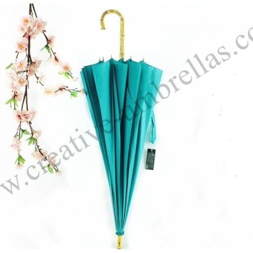 16 ribs straight pure nature rattan bamboo handmade wooden umbrellas hand open anti-thunder fiberglass outdoor ladies parasol