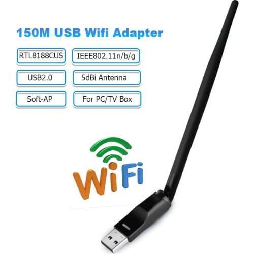 Wireless Network Card 150Mbps USB Wifi Adapter RTL8188CUS Wifi Antenna Adapter 5dBi Wifi Receiver Transmitter for PC TV Box