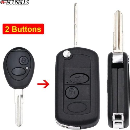 2 Button Folding Flip Remote Key Shell Case Smart Car Key Housing Cover Fob for Land Rover Discovery 2 with Uncut Blade