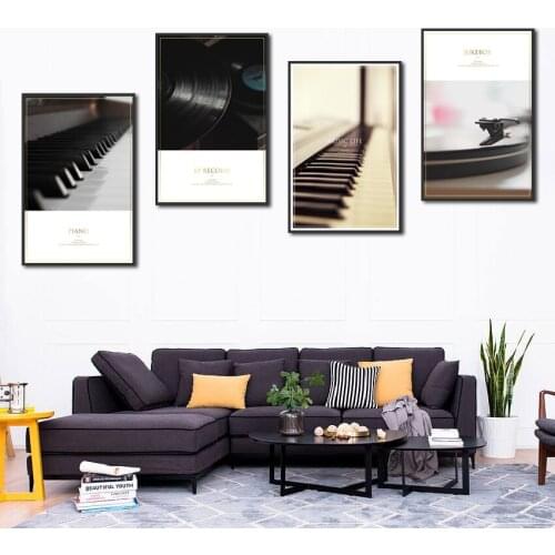 Modern Decorative Painting Music Instrument Piano Violin Phonograph Art Canvas Painting Home Wall For Living Room Room Backgroun