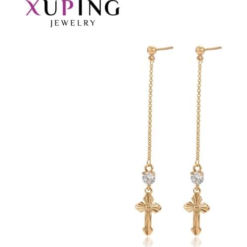Xuping Jewelry Unique Colorful Cross-shaped Design Gold-Color Plated Earring for Women Christmas Gifts 97287