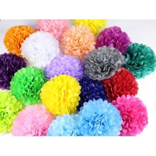 1pcs 10"(25cm) Tissue Paper Pom Poms DIY Creative Paper Flower Balls For Birthday Wedding Home Decorations Craft Paper Flower