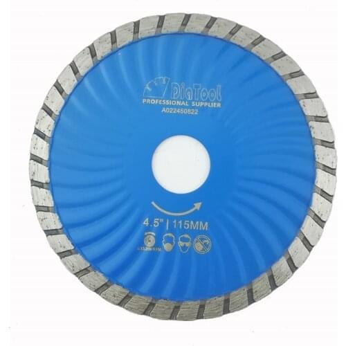 DIATOOL 115mm Hot pressed Diamond turbo Blade 4.5 Inch Diamond Cutting Disc stone concrete Diamond Wheel Saw blade