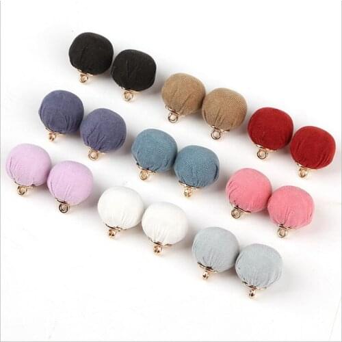 10pcs/lot 13mm Solid Cloth Covered Round Ball Beads Charms Pendant For DIY Earrings Necklace Jewelry Making Findings Accessories