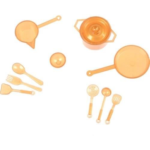 10pcs/lot mini tableware 1:12 Dollhouse Miniature figure fork pot Kitchen set food toys accessories dolls Pretend Play Toys Xmas
