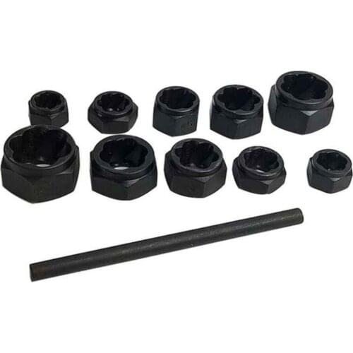 11pcs Damaged Nut Bolt Chromium Molybdenum Steel Remover Stud Extractor Locking Socket Set Bar