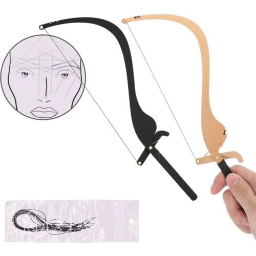 2 Colors Eyebrow Tattoo Makeup Bow Shaped Line Marker Ruler with 10pcs Thread Lines Eyebrow Tattoos Stencil Measure Microblading