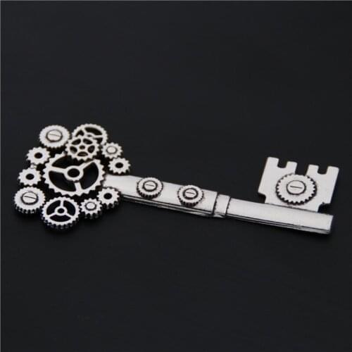 2pcs Silver Color Gear Key Charms Pendant For Necklace Key Chains Jewelry Diy Making Handmade A2577